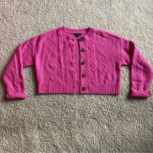 J.Crew Crop Pink Cardigan Sweater